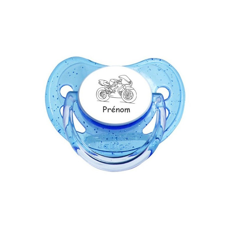 Tétine-prenom-Sucette bébé Moto 2 Prénom