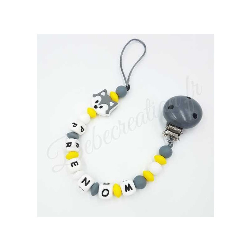 Renard Gris et Jaune Silicone en silicone