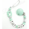 Accroche tétine ourson Menthe en silicone