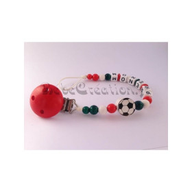 Attache tétine Italie Football-en-bois