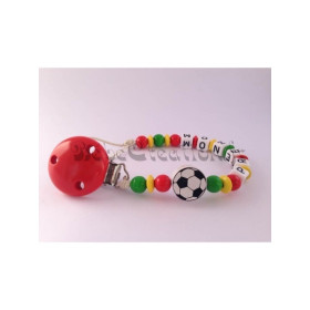 Attache tétine personnalisé Portugal Football-en-bois