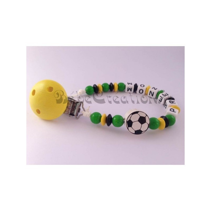 Attache tétine personnalisé Jamaïque Football-en-bois