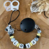 accroche sucette zèbre silicone jaune