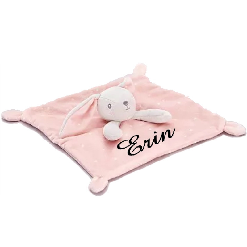 Doudous personnalisés-au prenom-Doudou Lapin rose