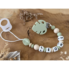 Attache tétine feuille sauge en silicone