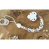 attache tétine silicone vieux rose