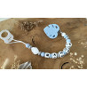 attache tétine silicone bleu