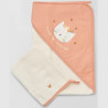 Cape de bain-au prenom-Cape de Bain personnalisée chat rose + gant
