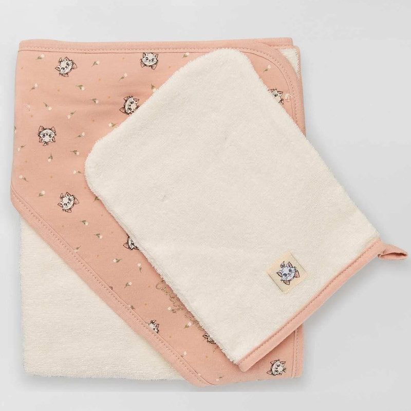 Cape de bain-au prenom-Cape de Bain personnalisée marie rose + gant