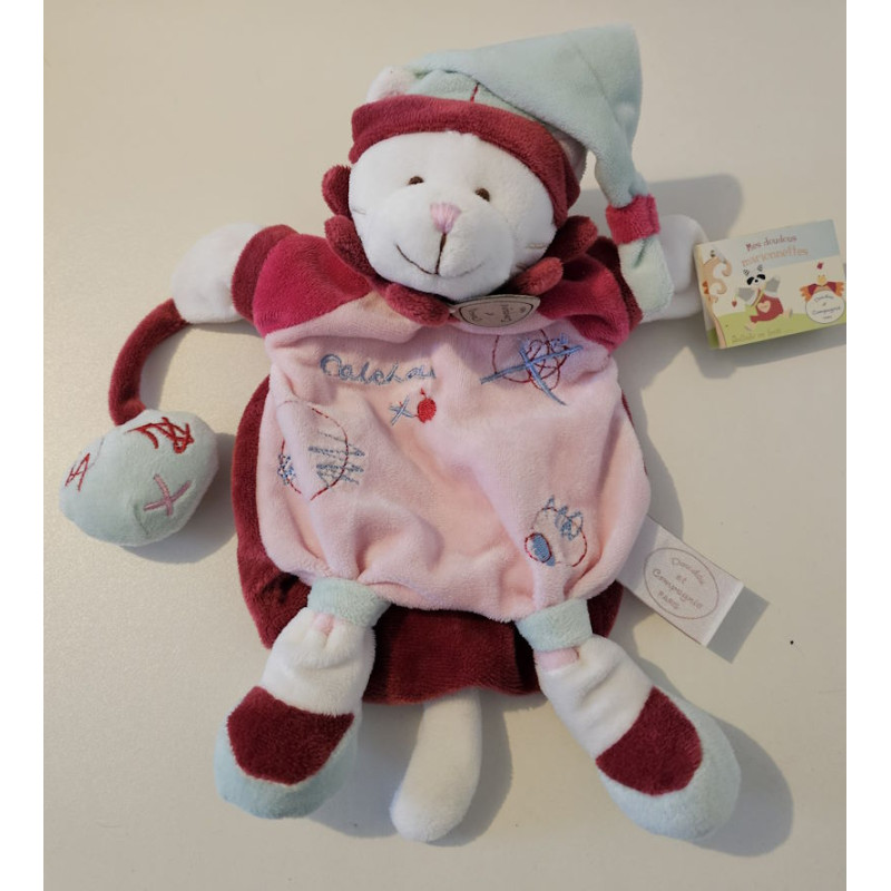 Doudous personnalisés-au prenom-Doudou Marionnette Mario chat Catchou