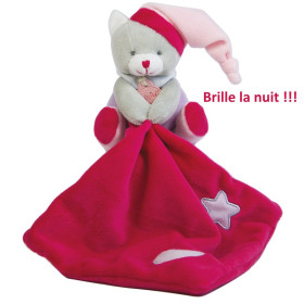 Doudous personnalisés-au prenom-Ourson rouge baby Night