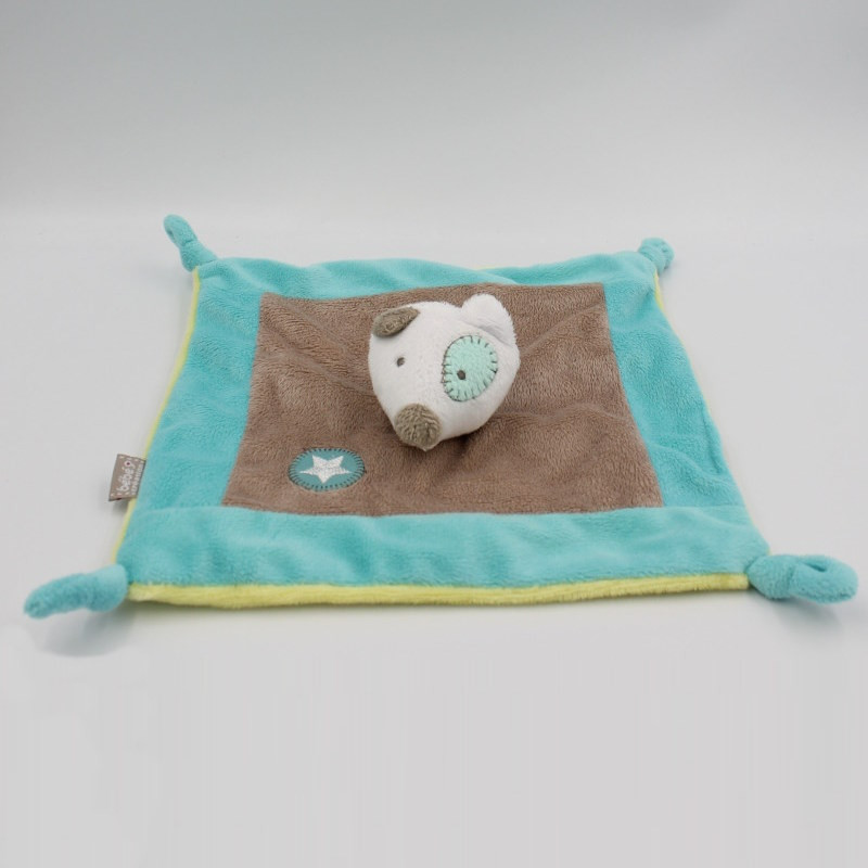 Doudous personnalisés-au prenom-Doudou plat Ours Antonin bleu