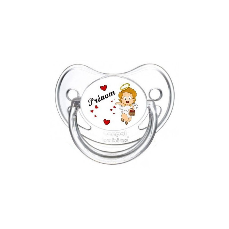 Sucette-personnalisée-prénom-Thème Ange / Visage / flèche Tétine personnalisée