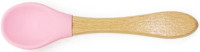 Couvert bébé personnalisé Cuillères bébé bois et silicone - cuillere-bebe-rose-en-bois-a-personaliser